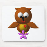 Cute owl with orchid mouse pad