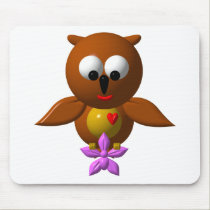 Cute owl with orchid mousepads