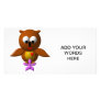 Cute owl with orchid personalized photo card