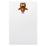 Cute owl with orchid personalized stationery