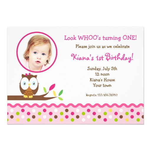 Cute Owl  Woodland Photo  Birthday Invitations (front side)