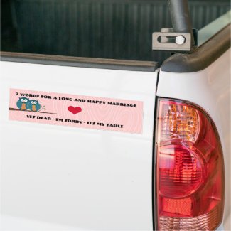 Cute Owls 7 Words For A Long and Happy Marriage bumpersticker