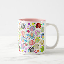 Cute Owls and Flowers pattern Coffee Mugs