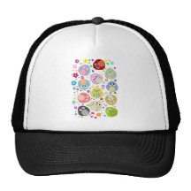 Cute Owls and Flowers pattern Hats