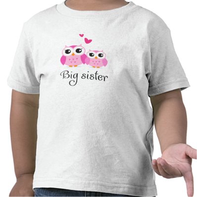 Cute owls big sister little sister cartoon tshirt