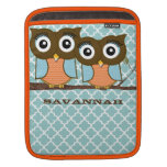 Cute Owls Blue and Orange iPad Sleeve rickshaw sleeves