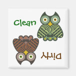 Cute Owls Clean Dirty Dishwasher Magnet