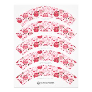 Cute Owls Cupcake Wrappers Customized Letterhead
