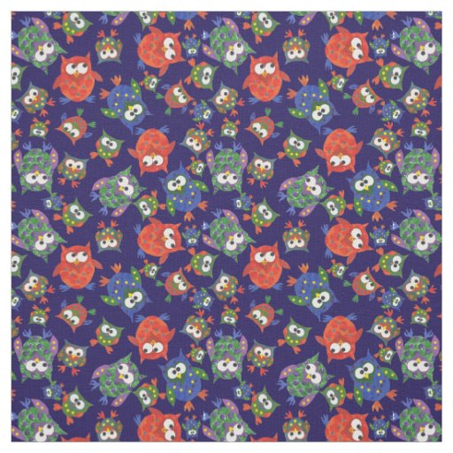 Cute Owls on Navy Blue Fabric to Customize Zazzle