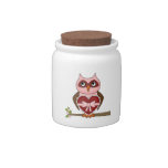 Cute Owls Pink Brown Cartoon Owl Spare Change Bank Candy Jars