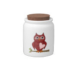 Cute Owls Red Cartoon Owl Heart Spare Change Bank Candy Dishes