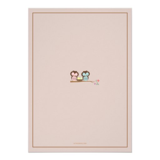 Cute Owls Twin Baby Gender Reveal Party Invitation