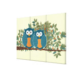 Cute Owls  Vintage Love Birds Canvas Prints