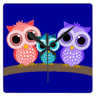 cute owls wall clocks