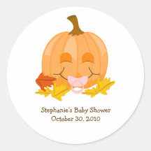 Cute Pacifier Pumpkin Baby Shower Favor Sticker
