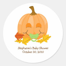 Cute Pacifier Pumpkin Baby Shower Favor Sticker
