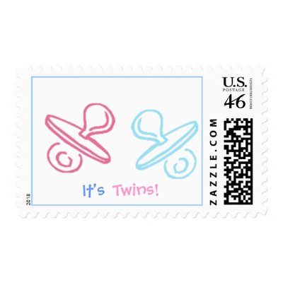 cute pacifiers , It's , Twins! - Stamps Zazzle_stamp cute pacifiers , It's , Twins! - Stamps Zazzle_stamp