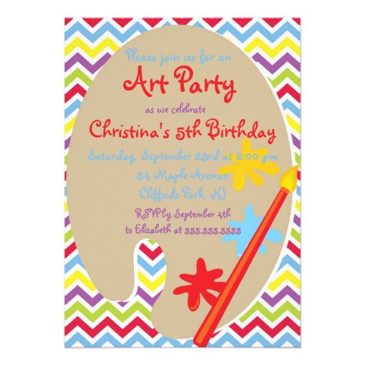 Cute Painting Art Party Birthday Invitations