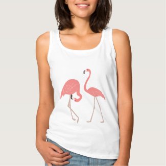 Cute Pair Of Pink Flamingos Basic Tank Top