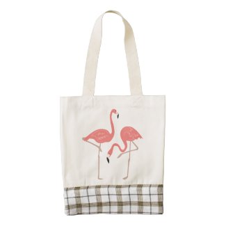 Cute Pair Of Pink Flamingos Illustration Zazzle HEART Tote Bag