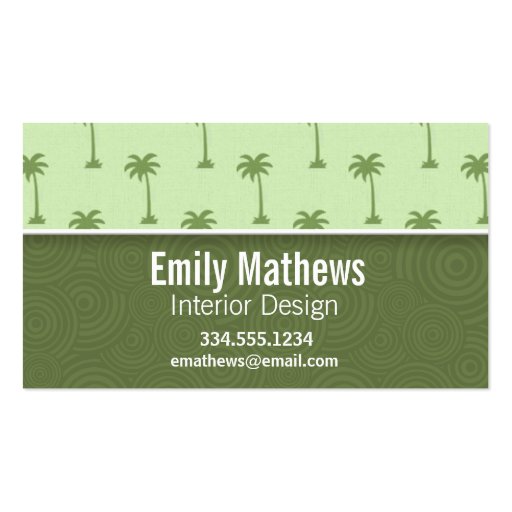 Cute Palm Tree Pattern Business Card (front side)