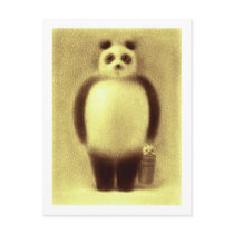 Cute Panda and Lovely Cat Post Card