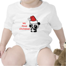 Cute Panda Bear Babys1st Christmas Santa Creeper