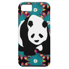 Cute Panda Bear Blue Pink Flowers Floral Pattern iPhone 5 Covers