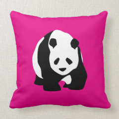 Cute Panda Bear Hot Pink Fuchsia Zoo Wildlife Gift Pillow