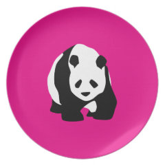 Cute Panda Bear Hot Pink Fuchsia Zoo Wildlife Gift Party Plates