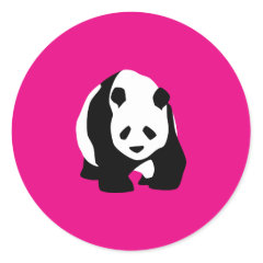 Cute Panda Bear Hot Pink Fuchsia Zoo Wildlife Gift Round Sticker