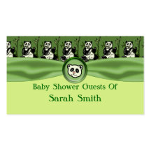 Cute Panda Bears, Green Baby Shower Business Card