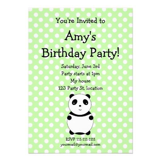 Cute panda birthday invitation