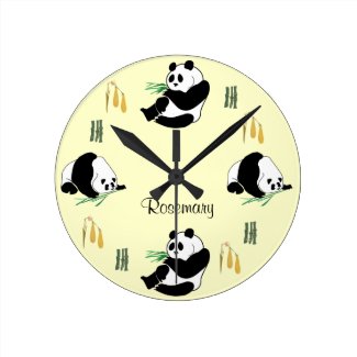 Cute Panda Clock With Mango and Bamboo Time