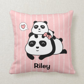 Cute Panda Cub and Mommy Kids Nursery Room Decor Throw Pillow