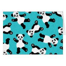 Cute Panda Print - Blue Card