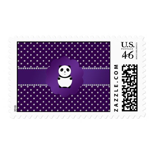 Cute panda purple diamonds stamp