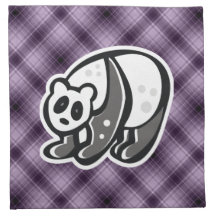 Cute Panda; Purple Printed Napkin