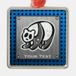 Cute Panda; Silver Christmas Ornament
