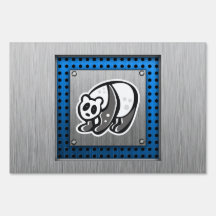 Cute Panda; Silver Sign