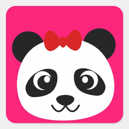 Cute Panda Square Sticker Zazzle