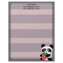 Cute Panda With Purple Stripes Custom Letterhead