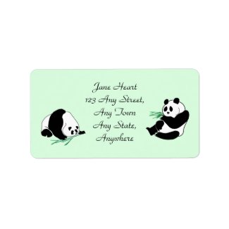 Cute Pandas eating bamboo shoots on avery labels