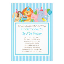 Cute Party Animals Birthday Party Invitations