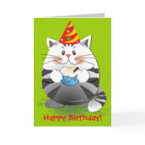 Cute Party cat birthday card