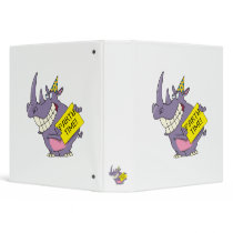 cute party time celebration rhino cartoon binder