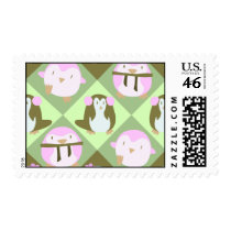 Cute Pastel Green Penguins stamps