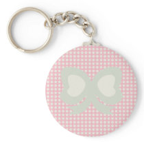 CUTE PASTEL POLKADOTS AND RIBBONS PINK keychains