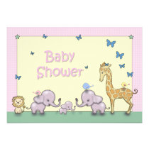Cute Pastel Safari Animal Baby Shower Invites invitations