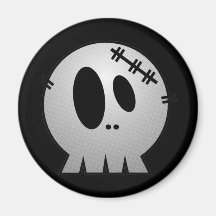 CUTE PATCHY SKULL - GREY BW MAGNETS